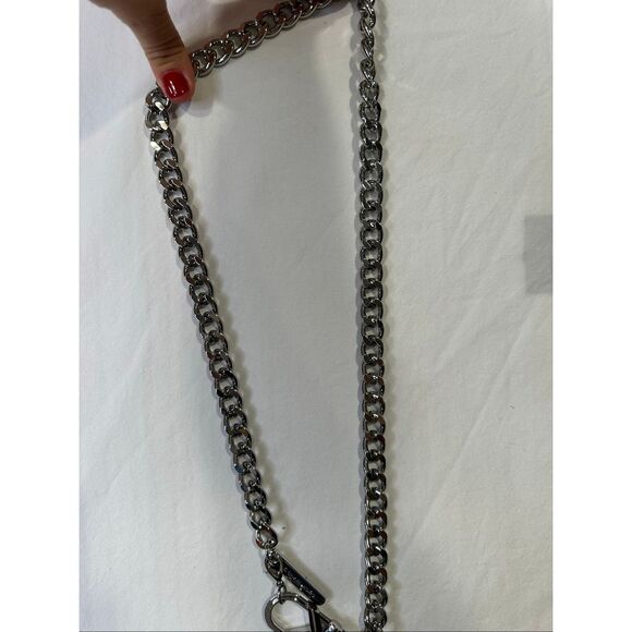 MICHAEL KORS logo silver metal chain link adjustable belt - Picture 5 of 6